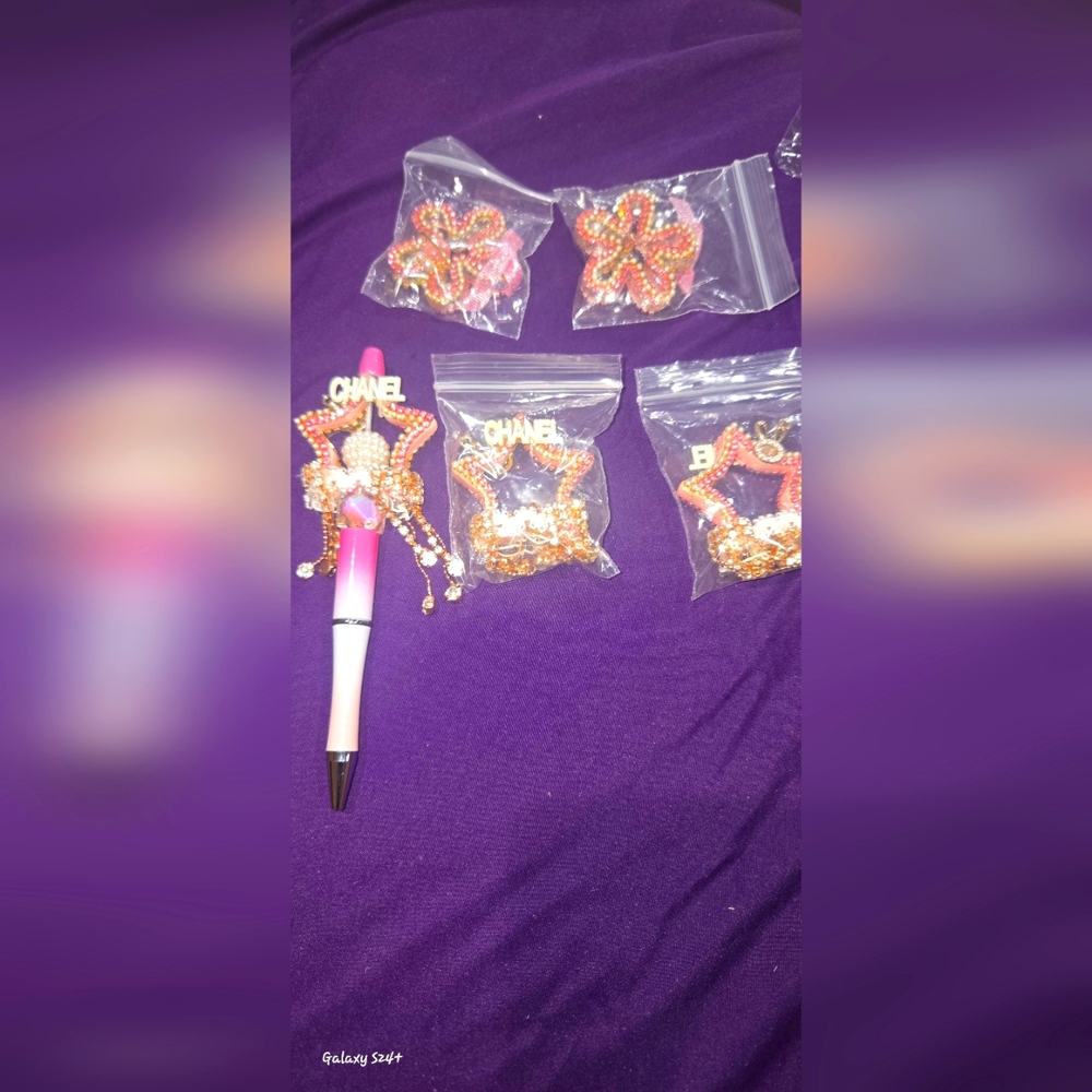 Chanel pink and Gold stars or flower pen charms 1pc choice
